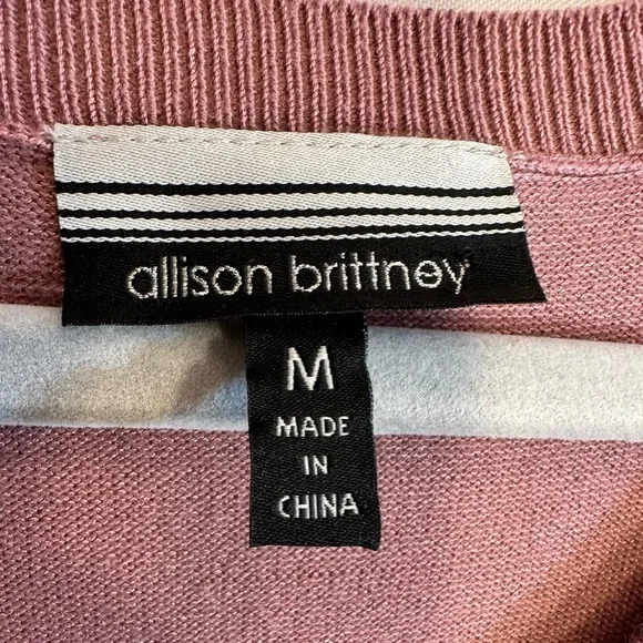 Allison Brittney Womens Size M knit Long Lace up Sleeve Sweater Dress Mauve Pink